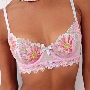 New! For Love And Lemons Aster Embroidered Underwire floral Bra 10095
